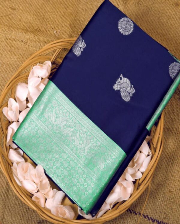 The Silk Women Firozi Blue Style Traditional Soft Silk Saree with 0.80 m Attached Blouse