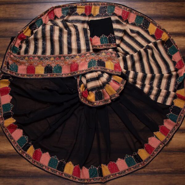 Attractive Black And Multi Color Silk Saree With Lovely Blouse Piece - Image 2