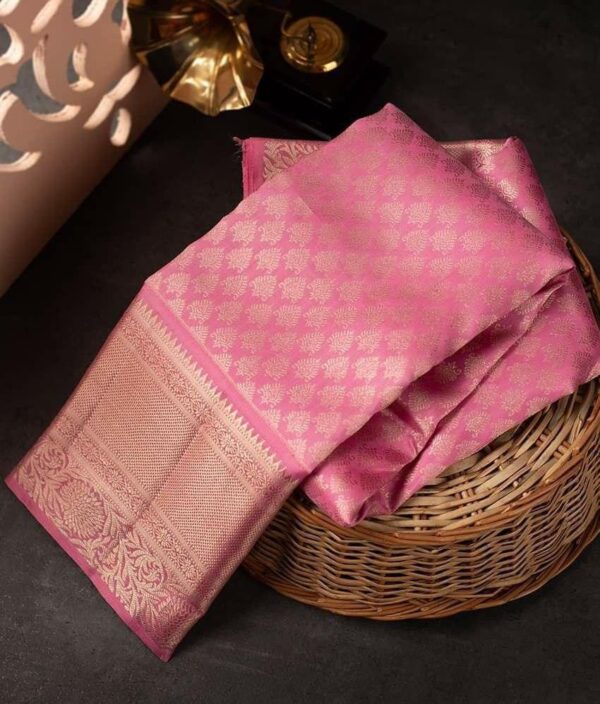 Stylish Pink Soft Silk Saree With Unique Pink Blouse Piece - Image 2