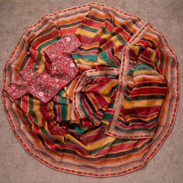 Multy Colour Rangoli Silk Sequence Embroidery Work Saree With Blouse - Image 2
