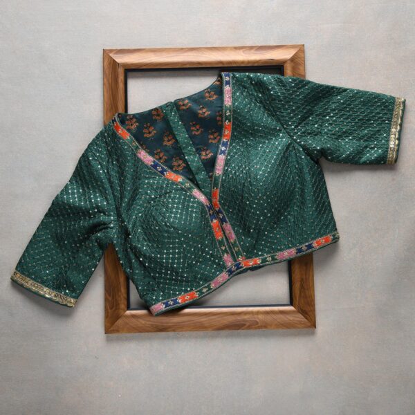 Green Colour Rangoli Silk Sequence Embroidery Work Saree With Blouse - Image 3