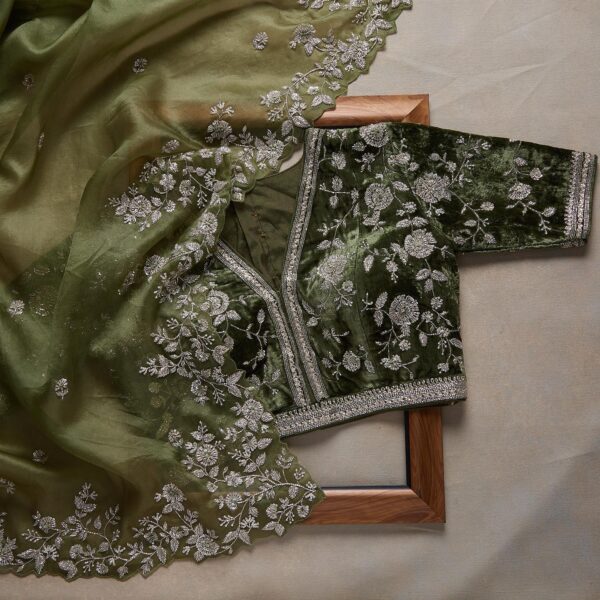 Green Colour Rangoli Silk Sequence Embroidery Work Saree With Blouse - Image 2