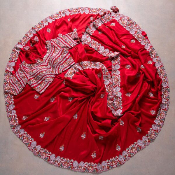 Attractive Red Rangoli Silk Saree With Desiring Blouse Piece - Image 5