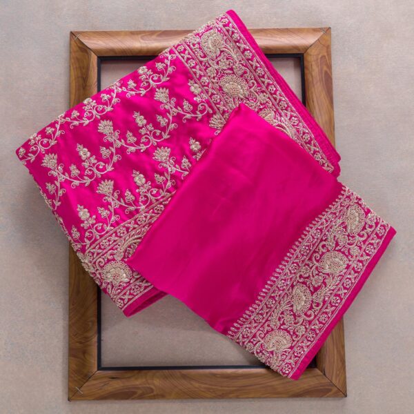 Pink Colour Rangoli Silk Sequence Embroidery Work Saree With Blouse - Image 2