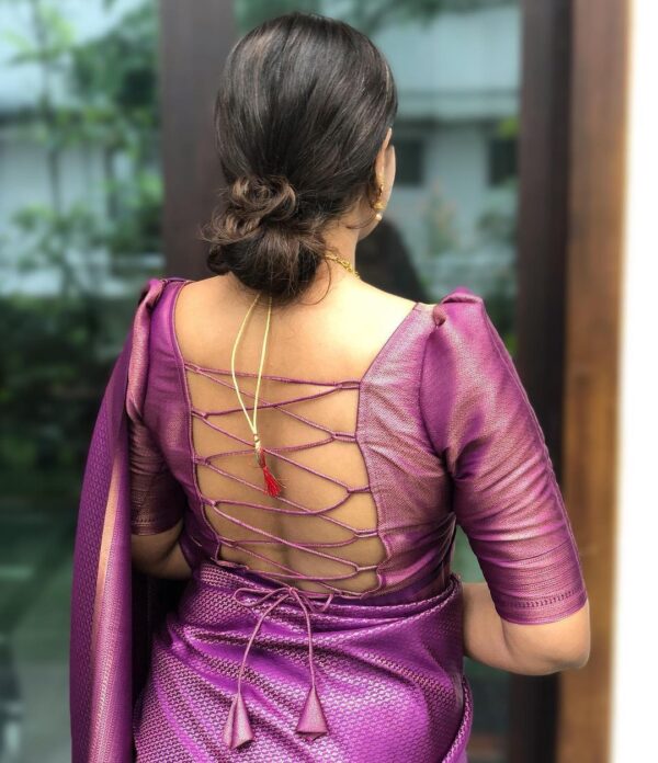 Ratatouille Purple Soft Silk Saree with Splendiferous Blouse Piece - Image 3