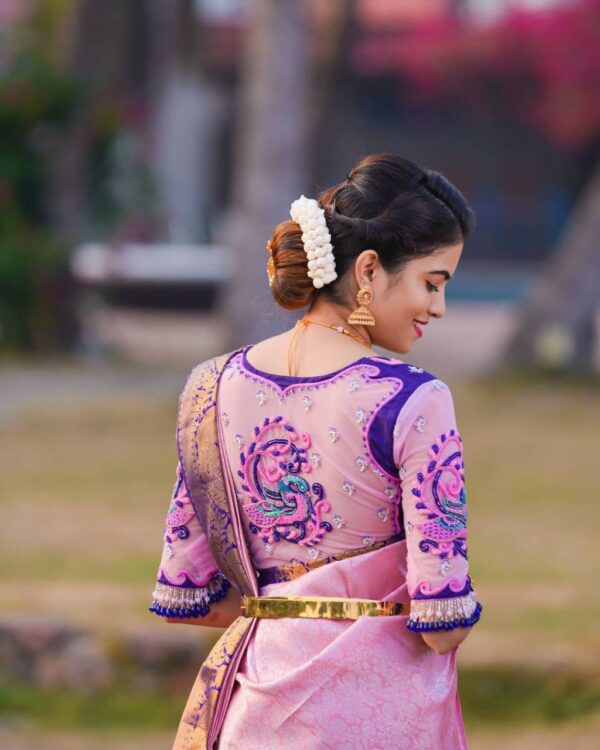 Scintilla Pink Soft Banarasi Silk Saree With Two Palimpsest Blouse Piece - Image 3