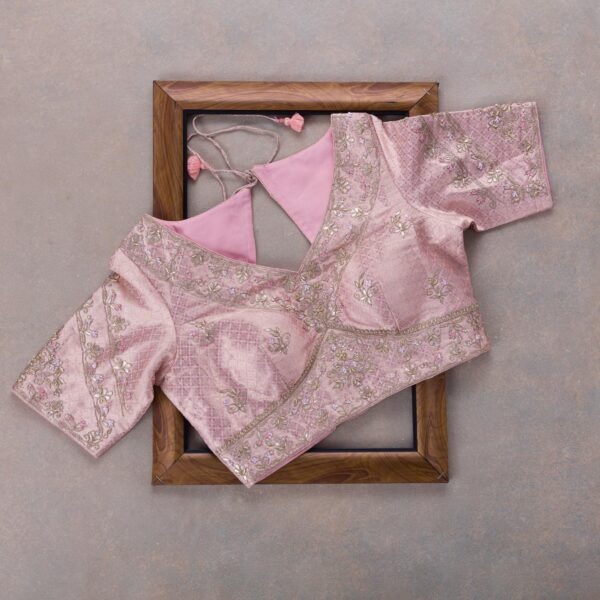 Light Pink Colour Rangoli Silk Sequence Embroidery Work Saree With Blouse - Image 2