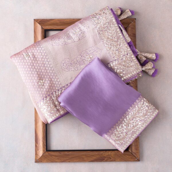 Pik Purple Colour Rangoli Silk Sequence Embroidery Work Saree With Blouse - Image 3