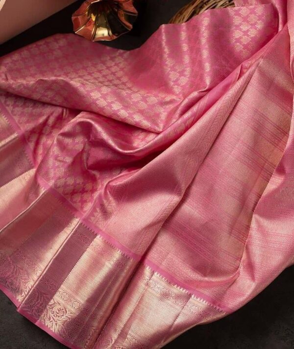 Stylish Pink Soft Silk Saree With Unique Pink Blouse Piece - Image 4